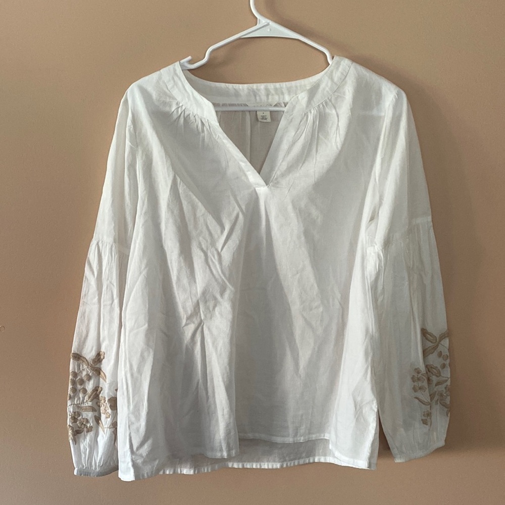 Caslon Embroidered Sleeve Blouse